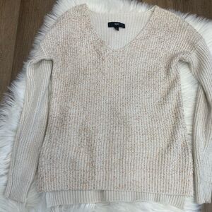 Mossimo Supply Co. Cream & Tan V-Neck Sweater